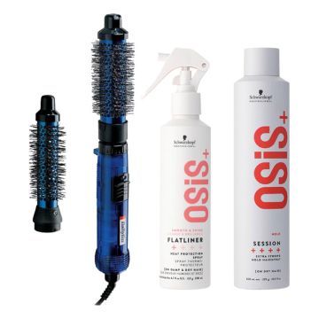 Babyliss PRO Warme Luchtborstel + Schwarzkopf OSiS+ Flatliner 200ml + OSiS+ Session Hairspray 500ml