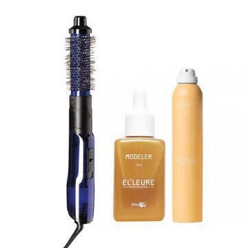 Babyliss PRO Warme lucht borstel Blue Lightning + Elleure Modeler Olie 50ml + Haarlak 300ml