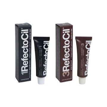 Refectocil Wenkbrauwverf 1 diep zwart 15ml + Refectocil Wenkbrauwverf 3 natuurbruin 15ml