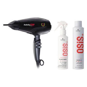 Babyliss PRO Föhn Rapido 2200W + Schwarzkopf OSiS+ Flatliner 200ml + OSiS+ Session Hairspray 500ml