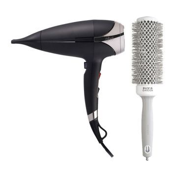 ghd Helios Föhn Black + Olivia Garden Expert Blowout Speed Wavy Wit/Grijs 45mm