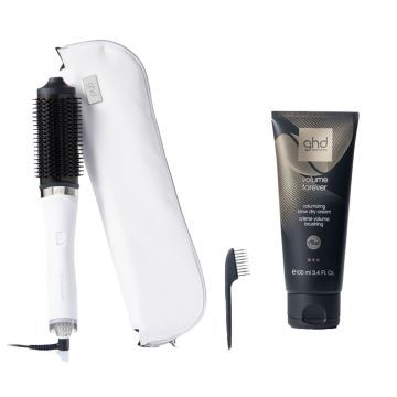 ghd Duet Blowdry 2-in-1 Föhnborstel Wit + Volume Forever Volumizing Blow Dry Cream 100ml 
