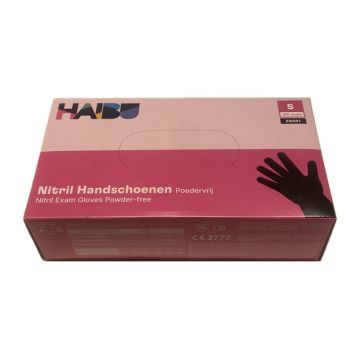 Haibu Nitril Handschoenen poedervrij Zwart S-100st