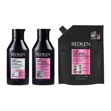  Redken Acidic Color Gloss Shampoo 300ml  + Conditioner 300ml + Shampoo Refill 500ml