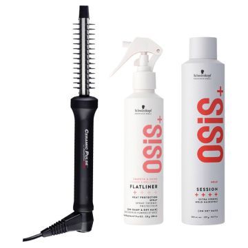 Babyliss PRO Krulborstel - Ceramic 13mm + Schwarzkopf OSiS+ Flatliner 200ml + OSiS+ Session Hairspray 500ml