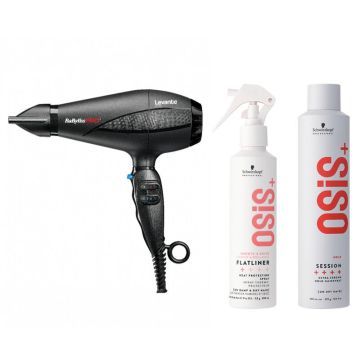 Babyliss PRO Ionic Levante Föhn 2100W + Schwarzkopf OSiS+ Flatliner 200ml + OSiS+ Session Hairspray 500ml