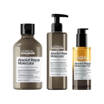 L'Oréal Absolut Repair Molecular Shampoo 300ml + Serum 250ml + Dual Oil 90ml