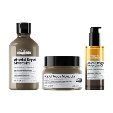 L'Oréal Absolut Repair Molecular Shampoo 300ml + Mask 250ml + Dual Oil 90ml